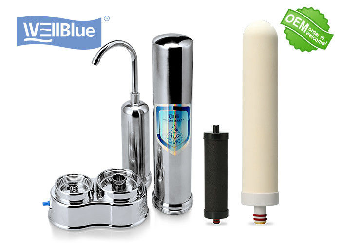 Kitchen Two Stages Countertop Water Filtration System High Grade Faucet Mounted
